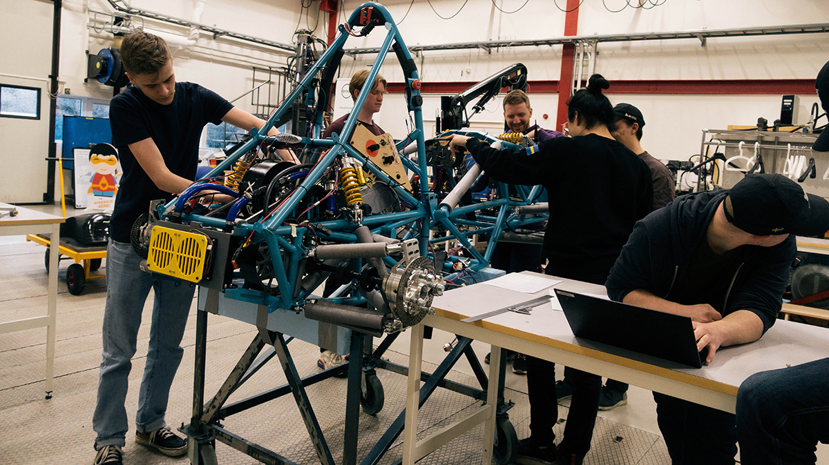 Students developing a car
