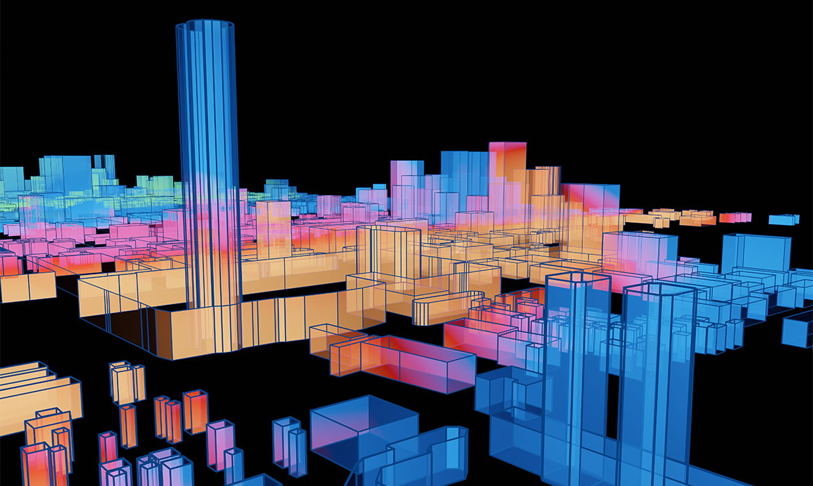 Hologram Building Wireframe city Futuristic Digital cityscape 3d